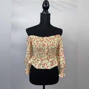 Love Tree 3/4 Sleeve Length Floral Off shoulder Top New Without tags Medium